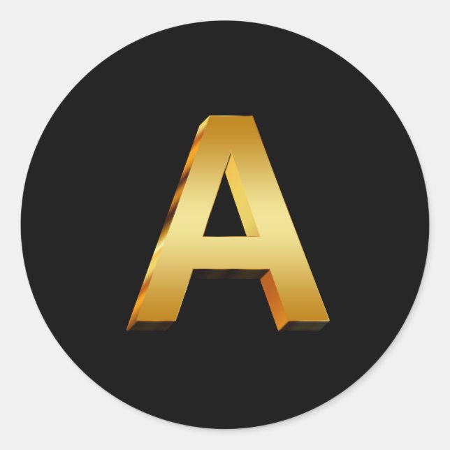 Monogramm A Gold Runder Aufkleber (Vorderseite)