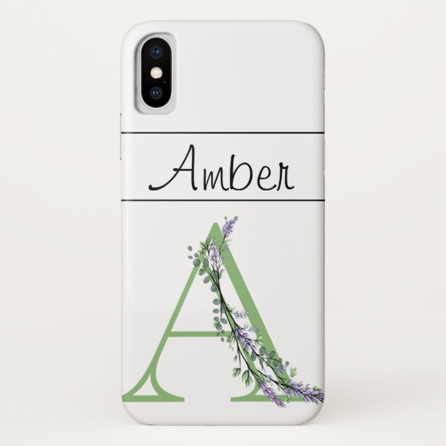 Monogramm A Lavendel Eucalyptus Case-Mate iPhone Hülle (Rückseite)