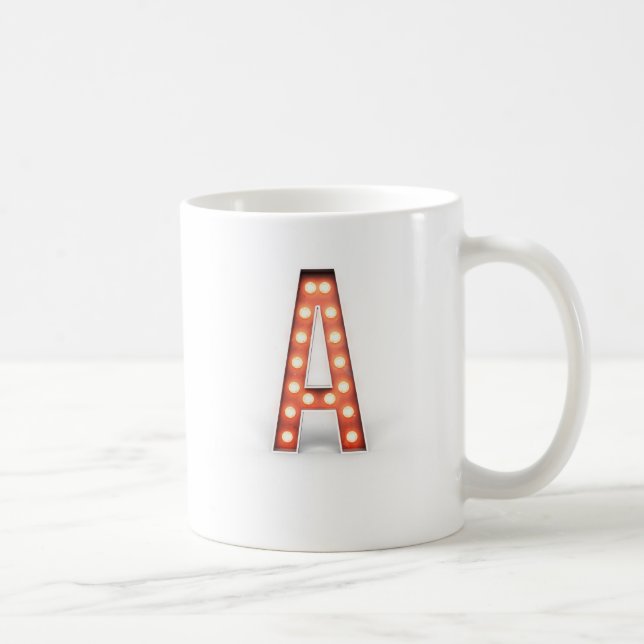 Monogramm A Marquee-Leuchten Kaffeetasse (Rechts)