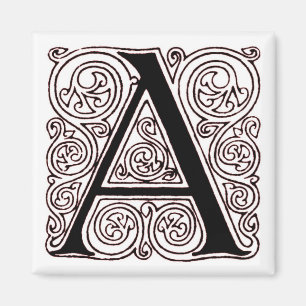 Monogramm 'A' mit dunkelroten Schwüngen - Magnet
