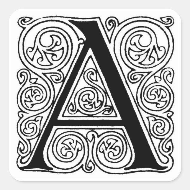 Monogramm "A" mit Wirbel - Aufkleber (Vorderseite)