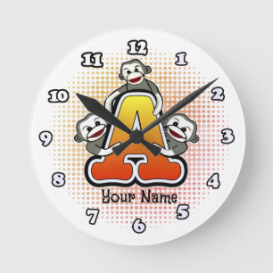 Monogramm A Sock Monkey Uhr