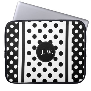Monogramm-Abstrakt in Schwarz und Weiß Laptopschutzhülle