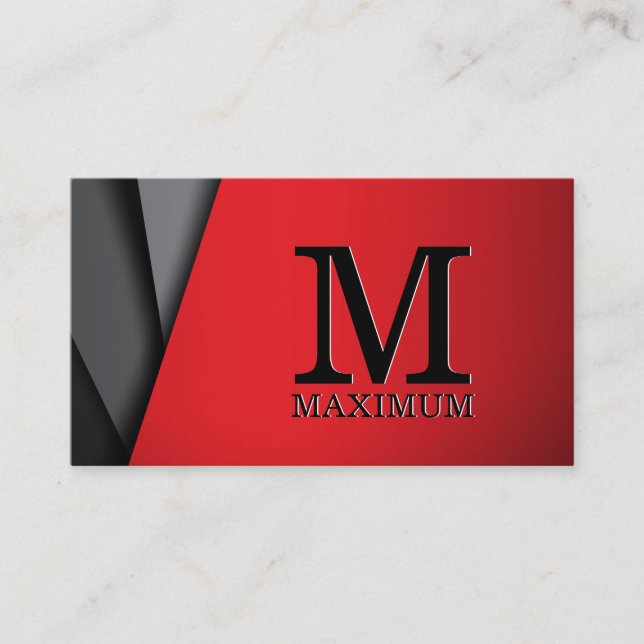 Monogramm | Abstrakte rote schwarze Paneele Visitenkarte (Vorderseite)