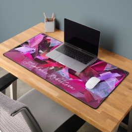 Monogramm abstraktes 3D-Textil-Look Pink Lila Rot Schreibtischunterlage