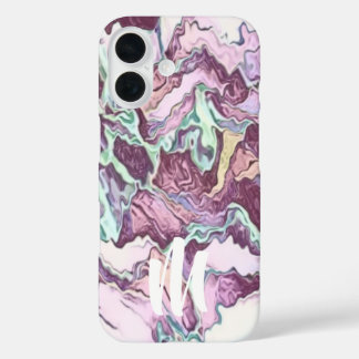 Monogramm Abstraktes Muster iPhone 16 Hülle