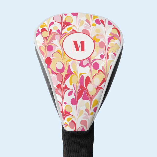 Monogramm Abstraktes Retro-Marmormuster Golf Headcover (Modern retro marble pattern monogram initial personalized golf head cover)