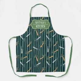 Monogramm-adorable Retrodesign Pilze grün Schürze