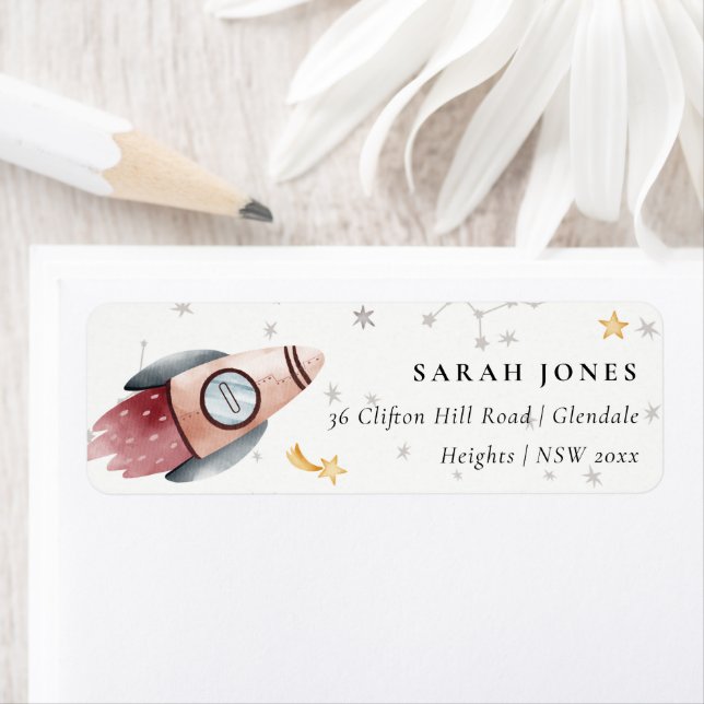 Monogramm-Adresse für niedliche Raumschiffe (Insitu)