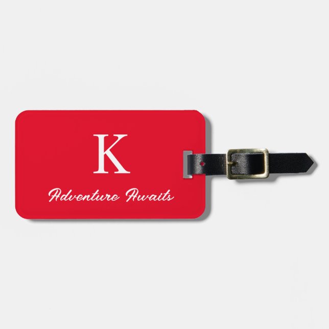 Monogramm Adventure erwartet Typografy Travel Gift Gepäckanhänger (Vorderseite horizontal)