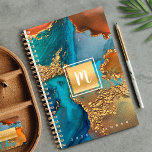 Monogramm agrine Aquarellgold türkis orange Planer<br><div class="desc">Ein funkelnd, Imitat goldfarbenes Quadrat mit einer Schriftzeichen-Monogramm-Initial überlagert einen reichen, goldfarbenen, türkisblauen und gelb-orangefarbenen Aquarellhintergrund auf diesem schicken, eleganten, trendigen individuelle Name-Jahresplaner. Personalisieren Sie mit Ihrem ersten. Dieser Planer ist in zwei Größen erhältlich: klein (5.5"x8.5") und mittel (8.5"x11"). Macht jedes Mal, wenn ihr es benutzt, eine lustige und stilvolle...</div>