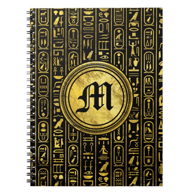Monogramm-ägyptische alte Goldhieroglyphen Notizblock (Vorderseite)