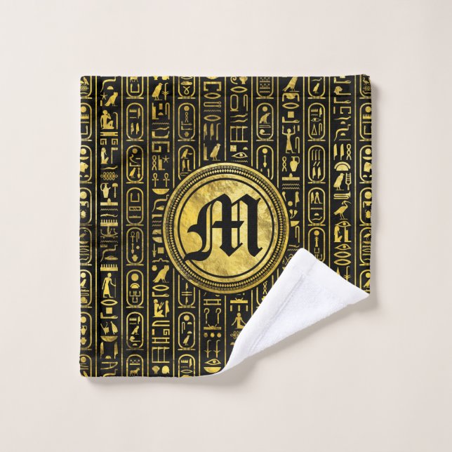 Monogramm-ägyptische alte Goldhieroglyphen Waschlappen (Waschlappen)