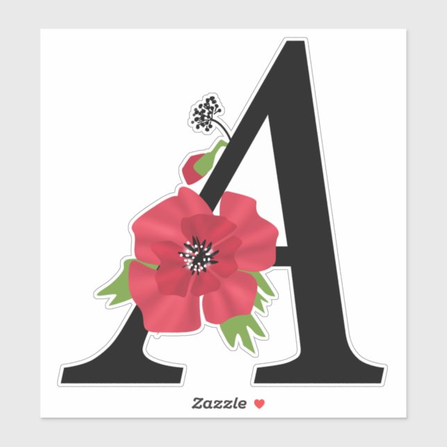 Monogramm, Alphabet, Buchstabe A, Blumenmonogramm, Aufkleber (Blatt)