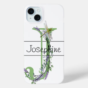 Monogramm-Alphabet J Lavender Eucalyptus Dragonfly Case-Mate iPhone Hülle