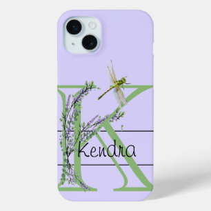 Monogramm Alphabet K Lavender Eukalyptus Dragonfly Case-Mate iPhone Hülle