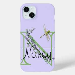 Monogramm Alphabet N Lavendel Eukalyptus Dragonfly Case-Mate iPhone Hülle