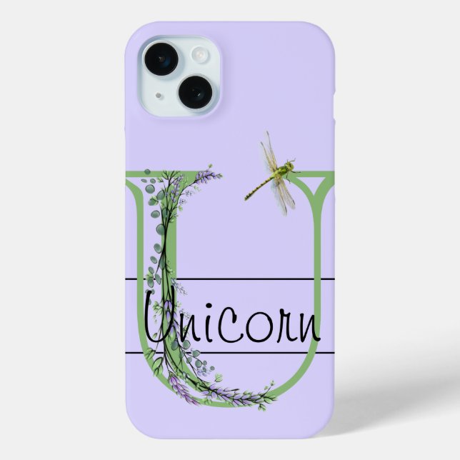 Monogramm Alphabet U Lavender Eukalyptus Dragonfly Case-Mate iPhone Hülle (Rückseite)