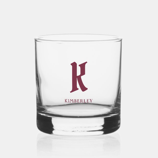 Monogramm, alte rote Buchstabentypen Whiskyglas (Vorderseite)