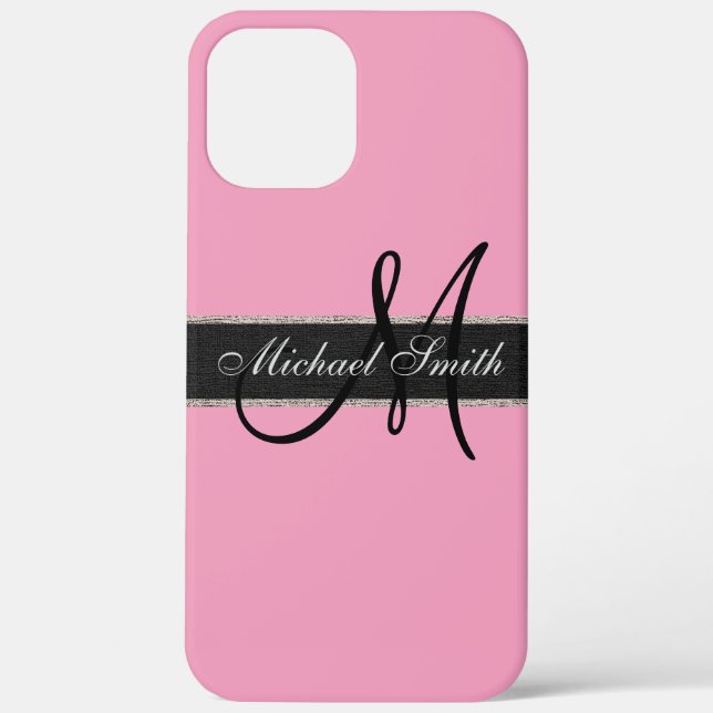 Monogramm Amaranth rosa Hintergrund Case-Mate iPhone Hülle (Rückseite)