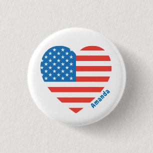 Monogramm Amerikanische USA-Flagge 4. Juli Persona Button