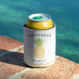 Monogramm Ananas tropische Wasserfarbe Dosenkühler