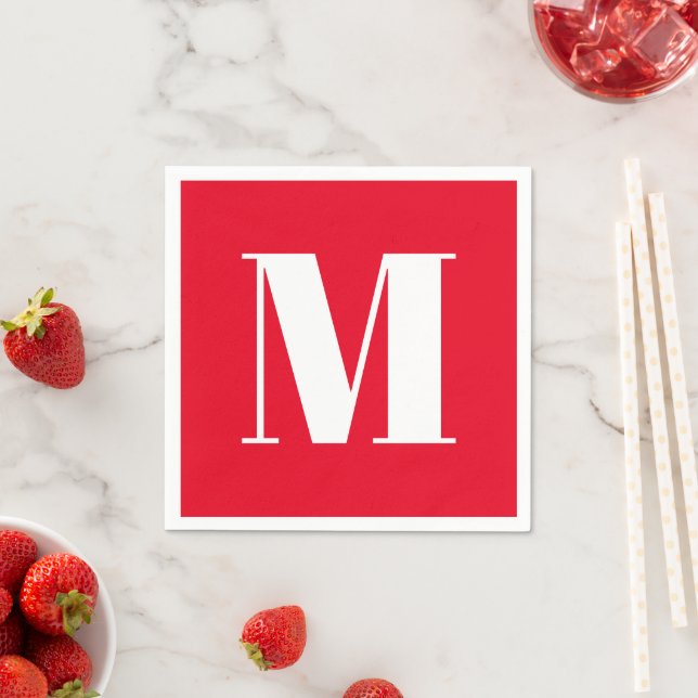 Monogramm anfänglich rot anpassen serviette (Beispiel)