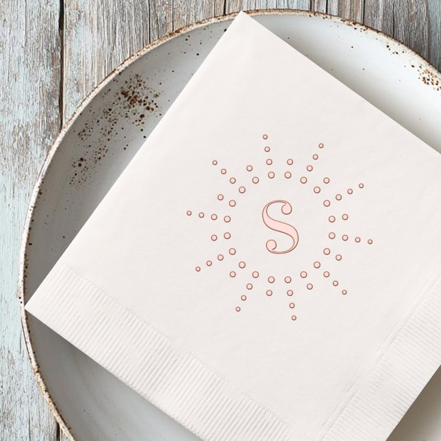 Monogramm anfänglicher radialer Sonnenbrand Servietten Mit Folie (Monogram initial radial sun sunburst foil napkins)