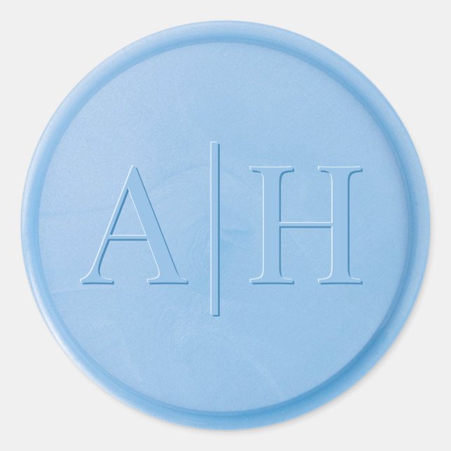 Monogramm Anfangsblatt Blue Wax Siegel Aufkleber (Vorderseite)