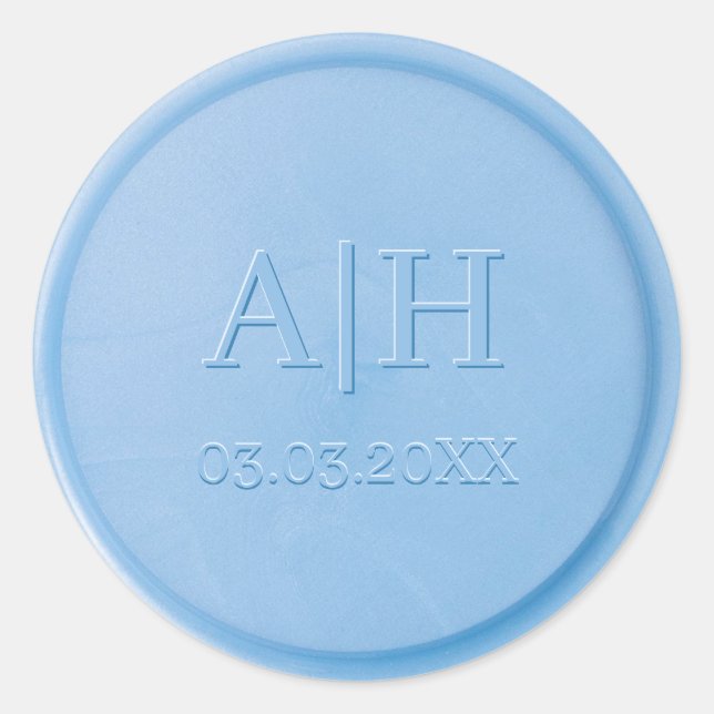Monogramm Anfangsblatt Blue Wax Siegel Aufkleber (Vorderseite)