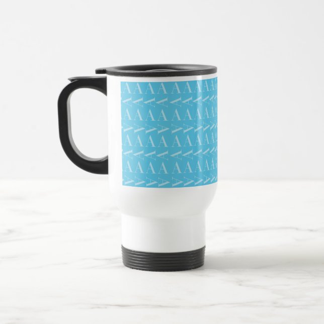 Monogramm Anfangsbuchstabe A, Aqua Blue Reisebecher (Links)