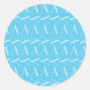 Monogramm Anfangsbuchstabe A, Aqua Blue Runder Aufkleber