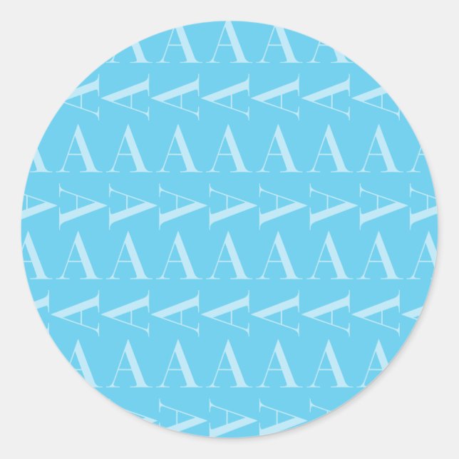 Monogramm Anfangsbuchstabe A, Aqua Blue Runder Aufkleber (Vorderseite)