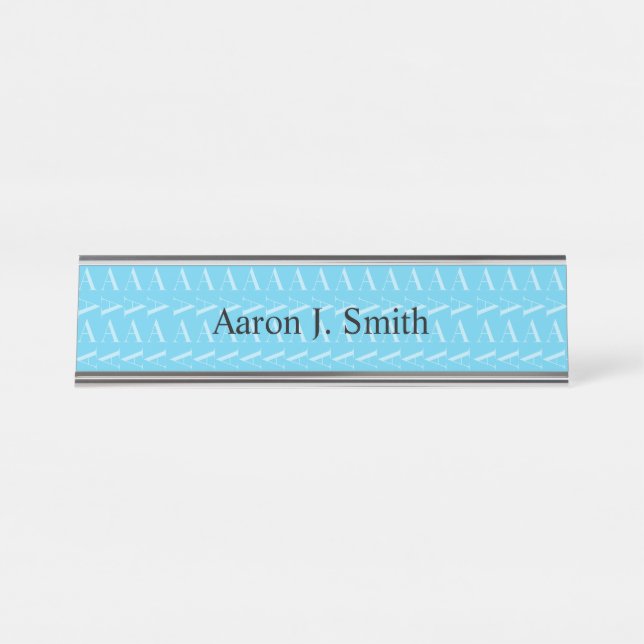 Monogramm Anfangsbuchstabe A, Aqua Blue Schreibtischnamensplakette (Vorderseite )