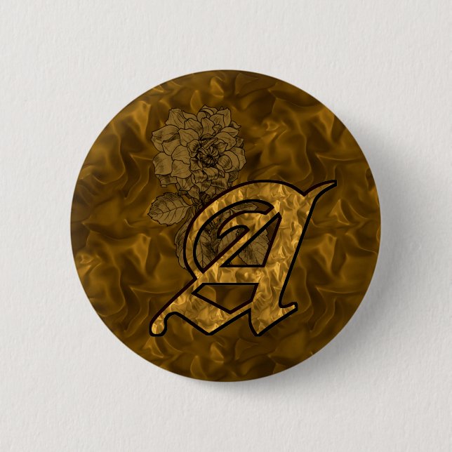 Monogramm Anfangsbuchstabe A Elegante Gold-Pfingst Button (Vorderseite)