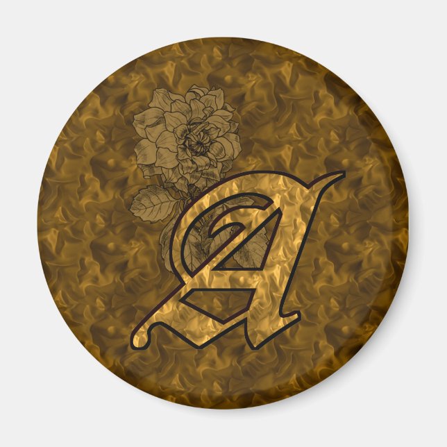 Monogramm Anfangsbuchstabe A Elegante Gold-Pfingst Magnet (Vorne)