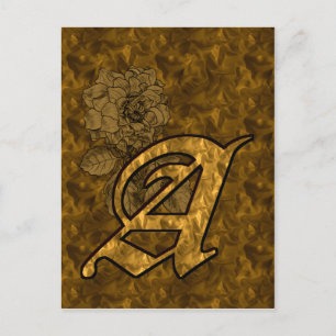 Monogramm Anfangsbuchstabe A Elegante goldene Pfin Postkarte