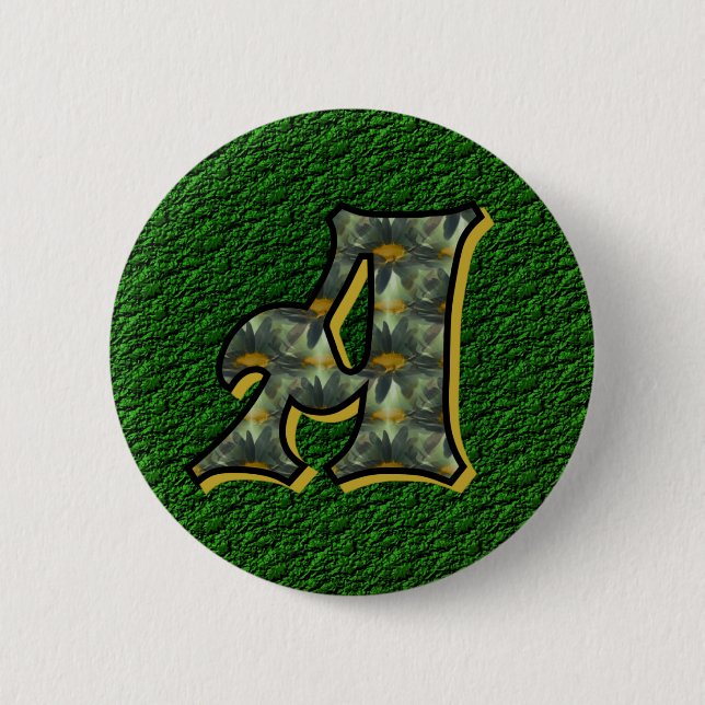 Monogramm Anfangsbuchstabe A Gänseblümchen Blumen  Button (Vorderseite)