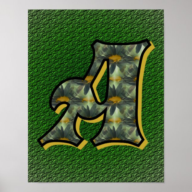 Monogramm Anfangsbuchstabe A Gänseblümchen Blumen  Poster (Vorne)