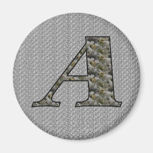Monogramm Anfangsbuchstabe A Hortensienblüten Magnet