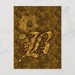 Monogramm Anfangsbuchstabe B Elegante Gold-Pfingst Postkarte