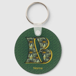 Monogramm Anfangsbuchstabe B Gänseblümchen Kunst P Schlüsselanhänger