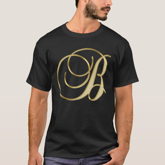 Monogramm Anfangsbuchstabe B Gold T-Shirt (Vorderseite)