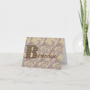 Monogramm Anfangsbuchstabe B Vintage-Blumenmuster  Dankeskarte