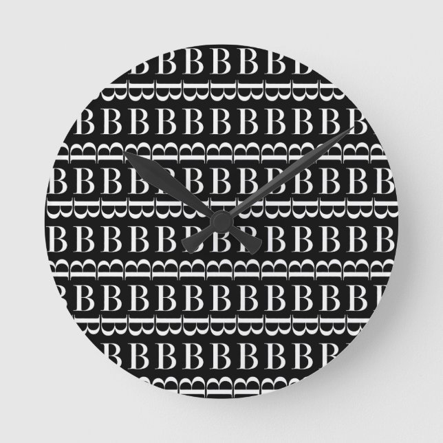 Monogramm-Anfangsbuchstabe B, wählen Runde Wanduhr (Vorderseite)