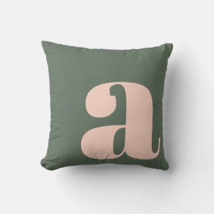 Monogramm Anfangsbuchstabe Bold Earthy Pink Grün Kissen