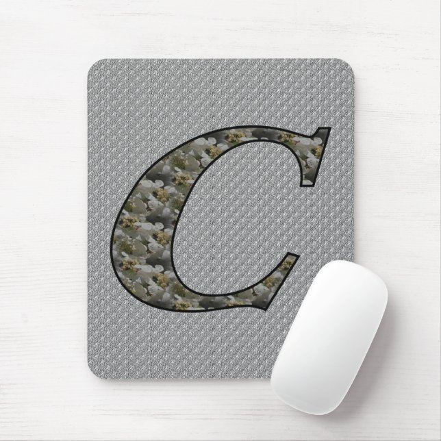 Monogramm Anfangsbuchstabe C Hortensienblüten Mousepad (Mit Mouse)