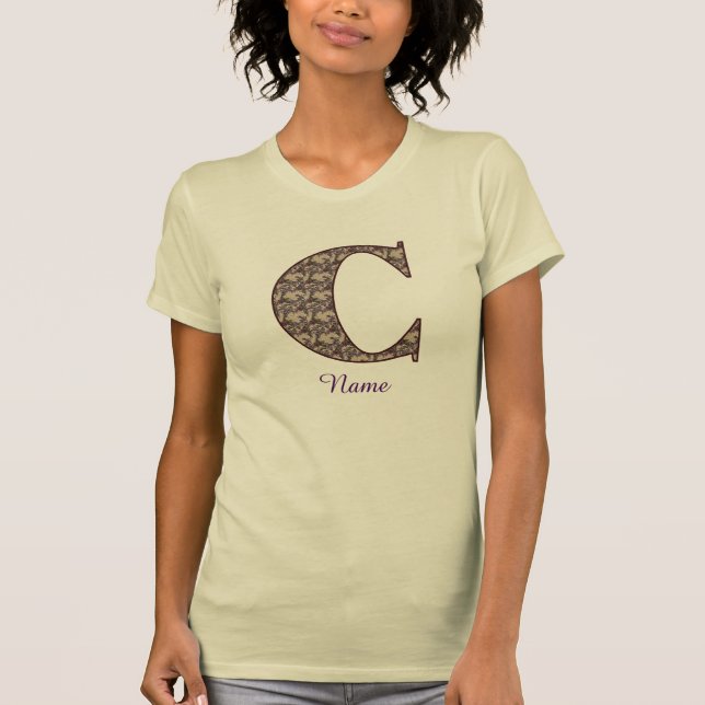 Monogramm Anfangsbuchstabe C Vintage-Blumenmuster  T-Shirt (Vorderseite)