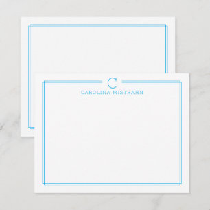 Monogramm Anfangsbuchstabe Casual Himmelblau Rand  Mitteilungskarte