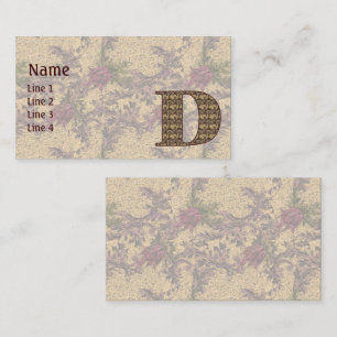 Monogramm Anfangsbuchstabe D Elegant Vintage Flora Visitenkarte